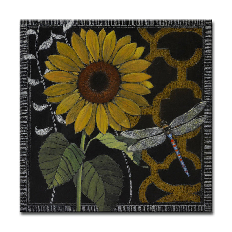 'Gilt Slate Flora IV' Wrapped Canvas Wall Art