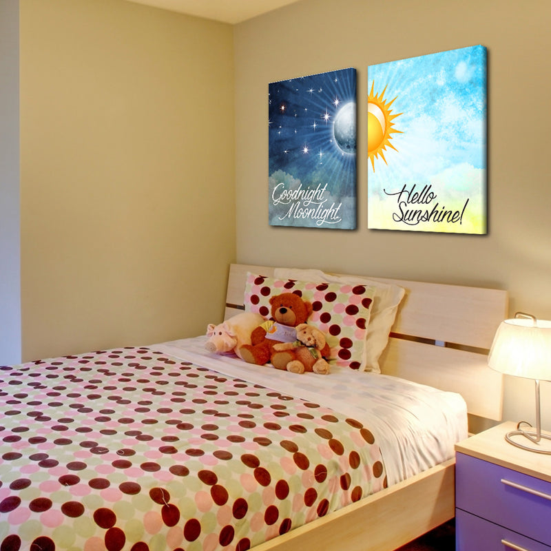 Good Night Moonlight, Hello Sunshine' Canvas Wall Art - Ready2HangArt