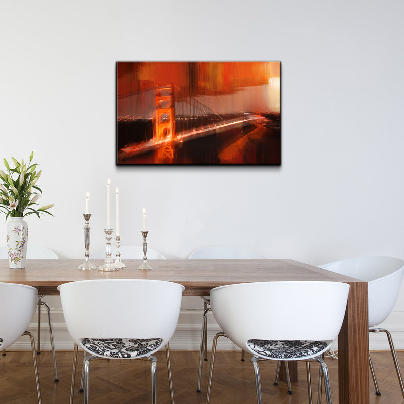 'City Bridge Abstract' Wrapped Canvas Wall Art