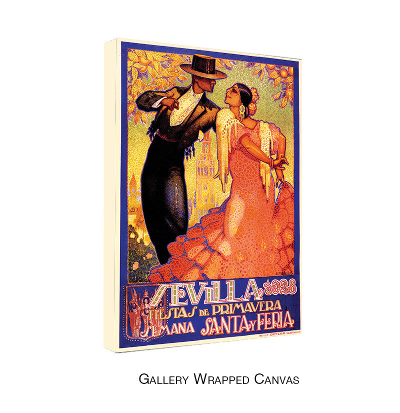 Vintage Sevilla Fiestas de Primavera by Da Pena Wrapped Wrapped Canvas Wall Art
