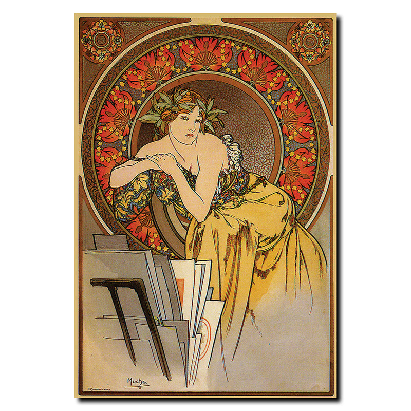 Vintage Mucha by Alphonse Mucha Wrapped Wrapped Canvas Wall Art