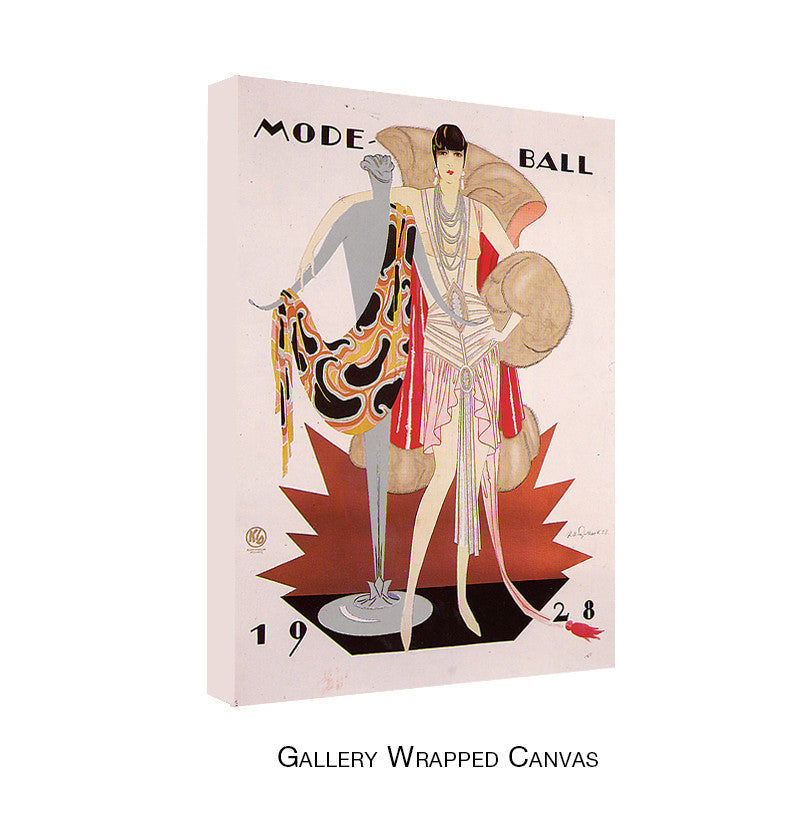 Vintage Mode Ball 1928 Wrapped Wrapped Canvas Wall Art