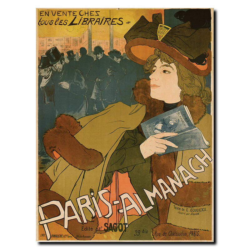 Vintage Paris Almanach Wrapped Wrapped Canvas Wall Art