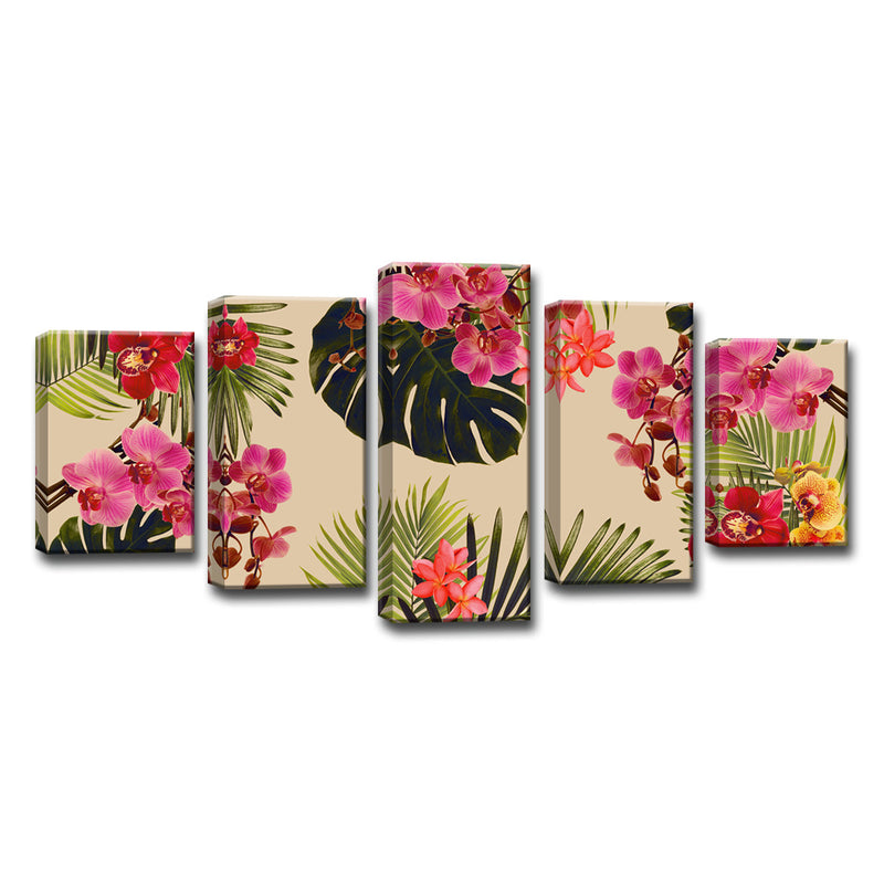 Coastal Jungle' 5 Piece Wrapped Canvas Wall Art Set