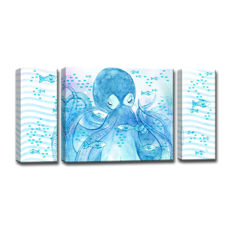 Swimming with Fishes' 3 Piece  Wrapped Canvas Wall Art Set