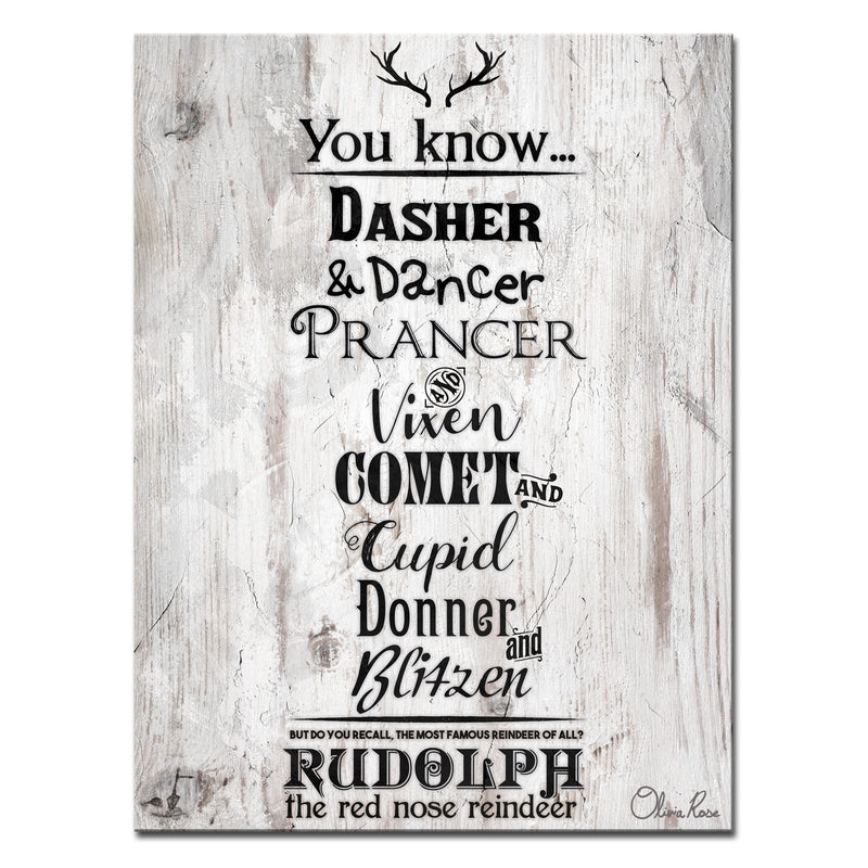 Christmas Reindeer List'  Textual Wall Art
