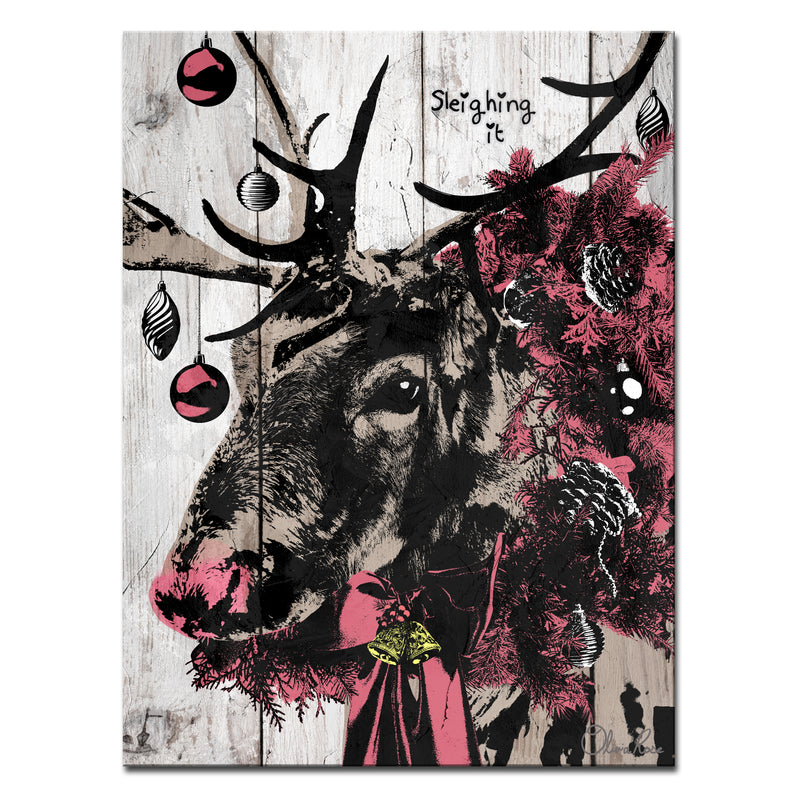 Christmas Reindeer'  Textual Wall Art
