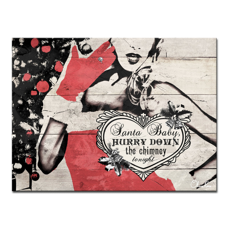 'Christmas Santa Baby Lady' Wrapped Canvas Textual Wall Art