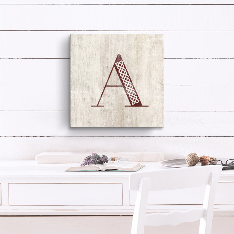 'Shabby Chic Monogram' 10"x10" Wrapped Canvas Textual Wall Art