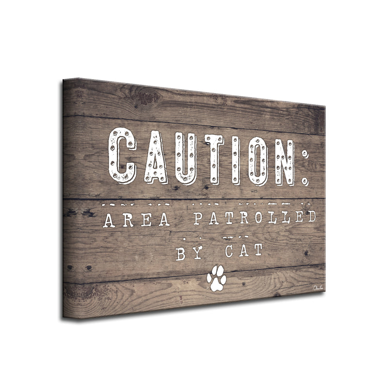 'Caution-Cat' Wrapped Canvas Pet Wall Art