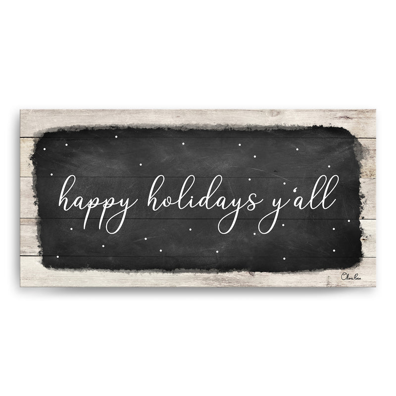 'Happy Holidays Y'all' Holiday Canvas Wall Art