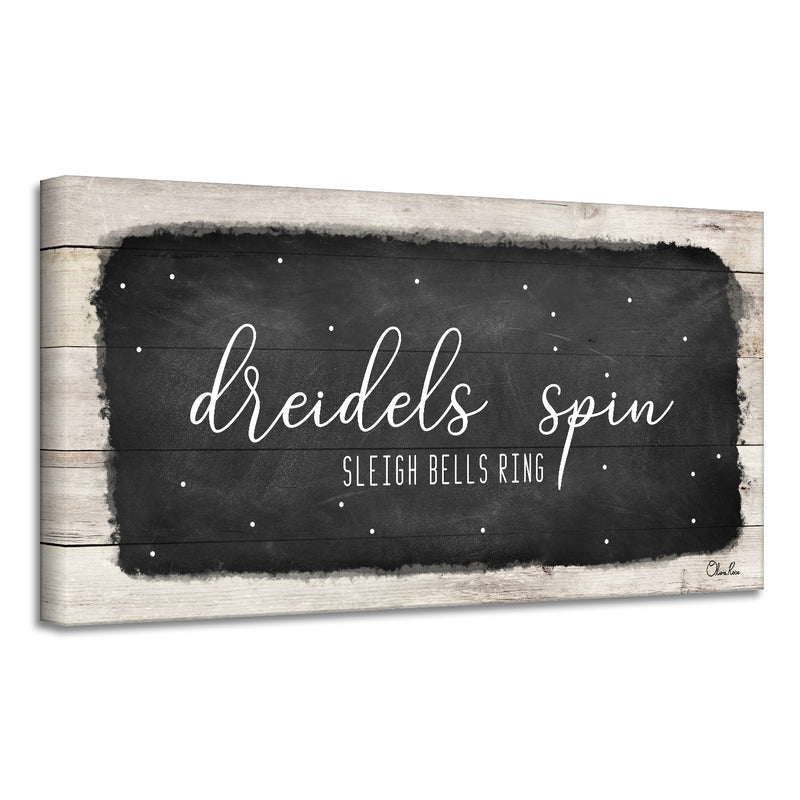 'Dreidels Spin, Sleigh Bells Ring' Hanukkah Canvas Wall Art