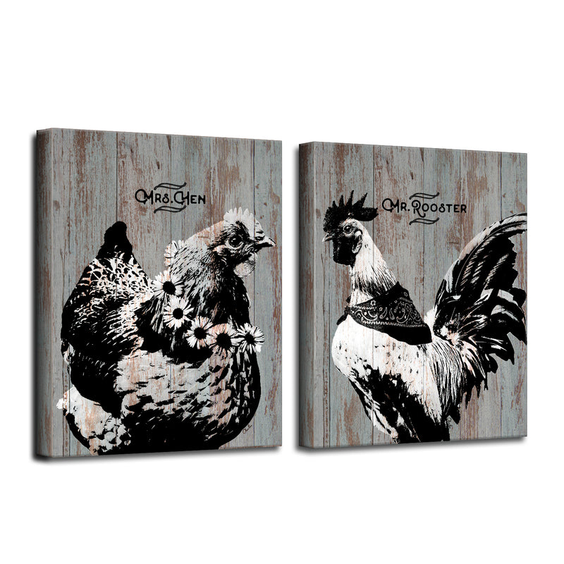 Mrs. Hen & Mr. Rooster' 2-Piece Wall Art Set