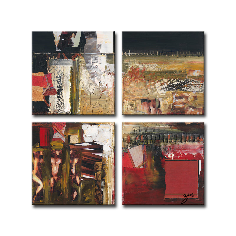 Abstract I-C' 4 Piece Wrapped Canvas Wall Art Set