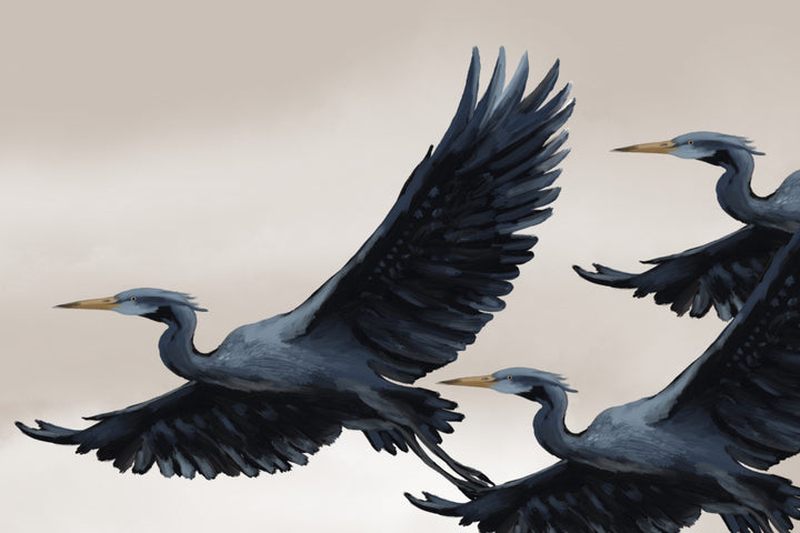 "Graceful Flying Herons" by Josie George — Animal Wall Art