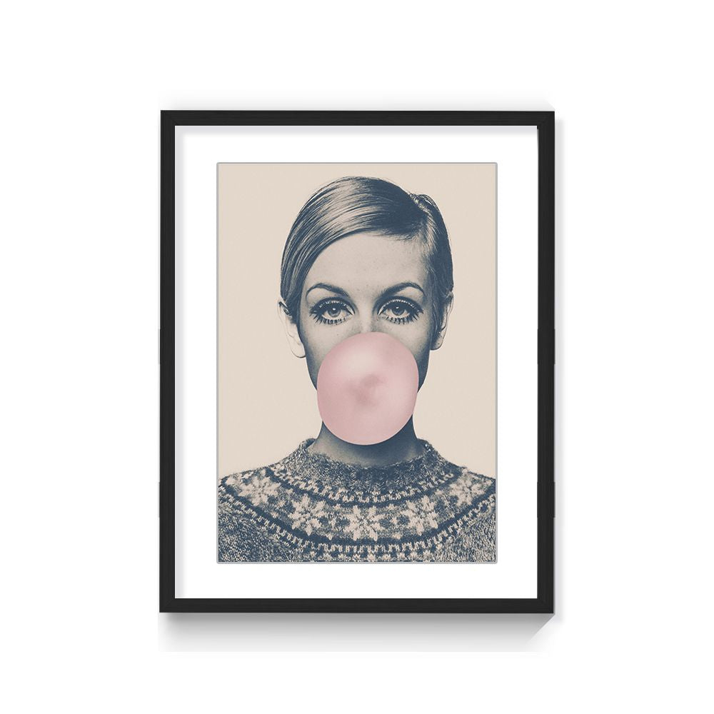Open box Twiggy Bubble Gum Framed Matted Print Wall Art wall art