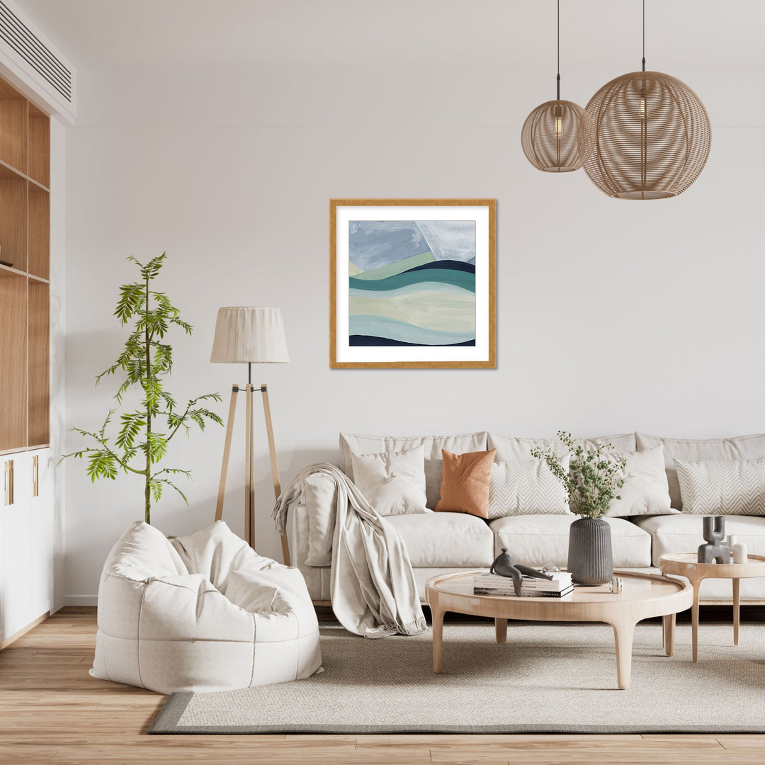 "Serene Waters: Abstract Seaside" Framed Matted Print Wall Art