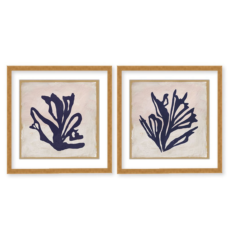 "Chromatic Currents: A Diptych of Plants" Framed Matted Print Wall Art