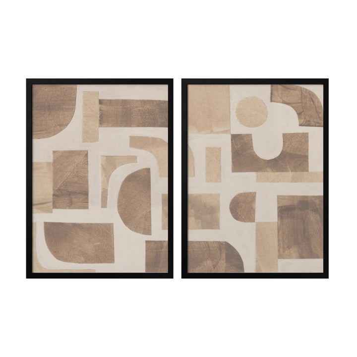 "Puzzle's" Set of Two Framed Textured Wall Art