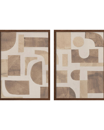 "Puzzle's" Set of Two Framed Textured Wall Art