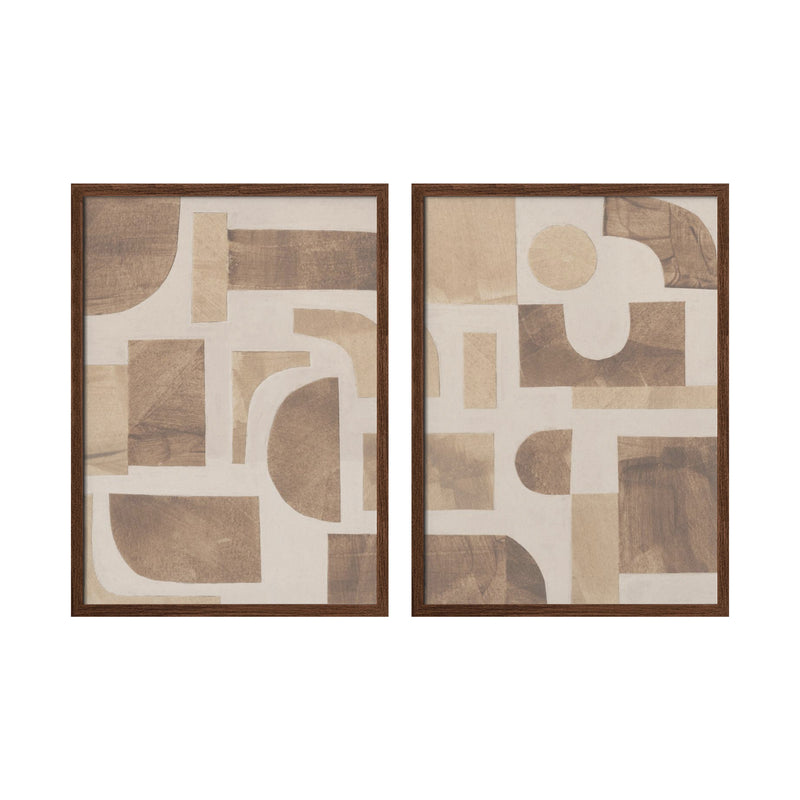 "Puzzle's" Set of Two Framed Textured Wall Art