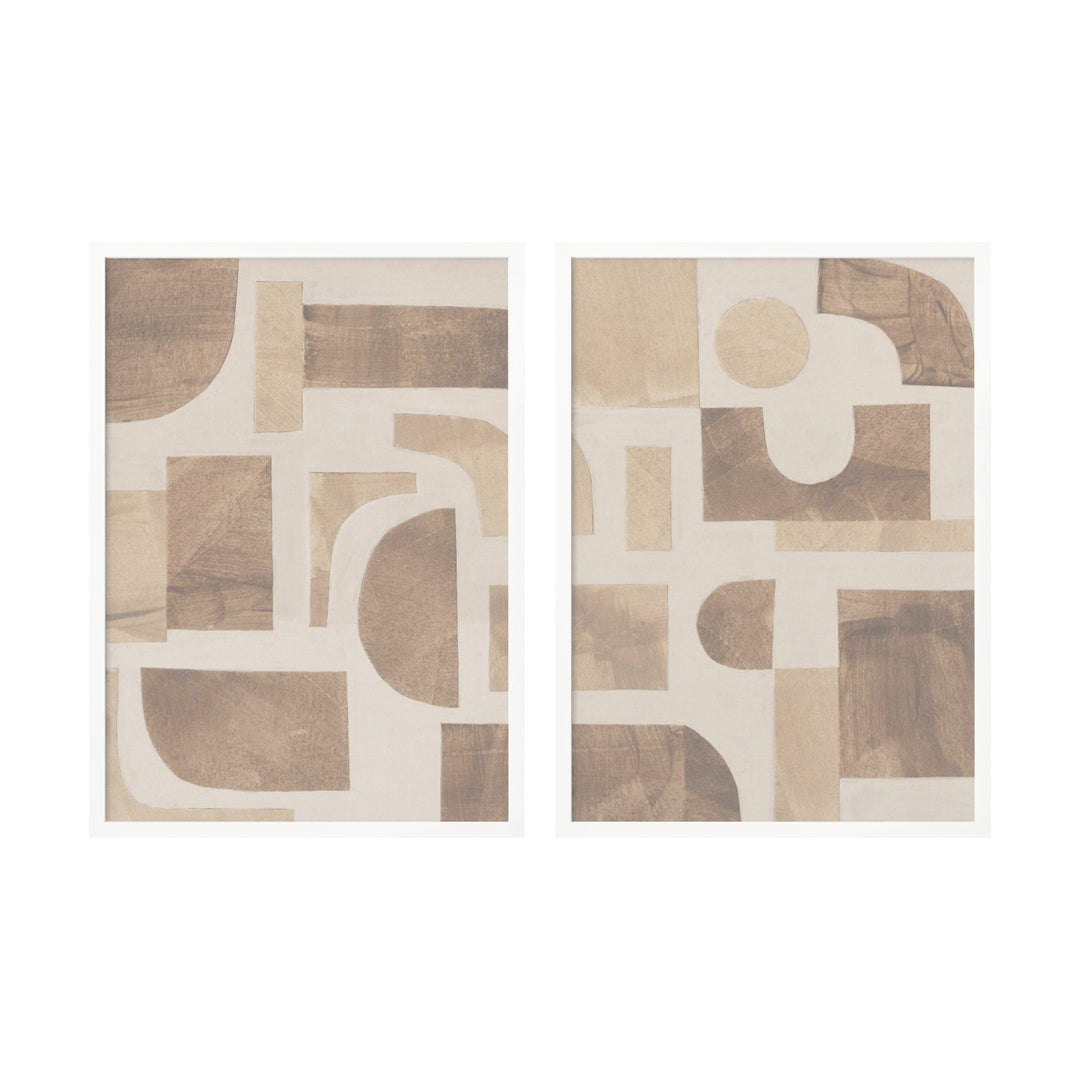 "Puzzle's" Set of Two Framed Textured Wall Art