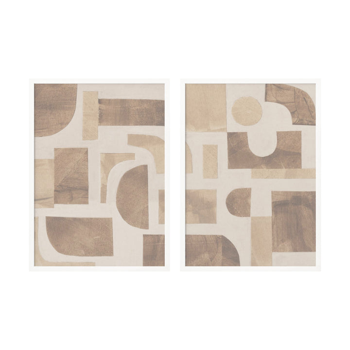 "Puzzle's" Set of Two Framed Textured Wall Art