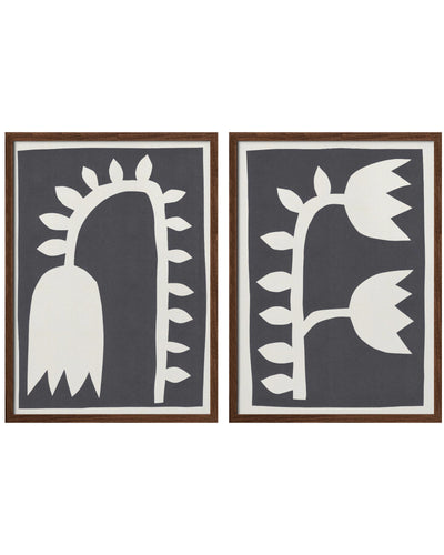 "Black Tulips" Set of Two Framed Textured Wall Art