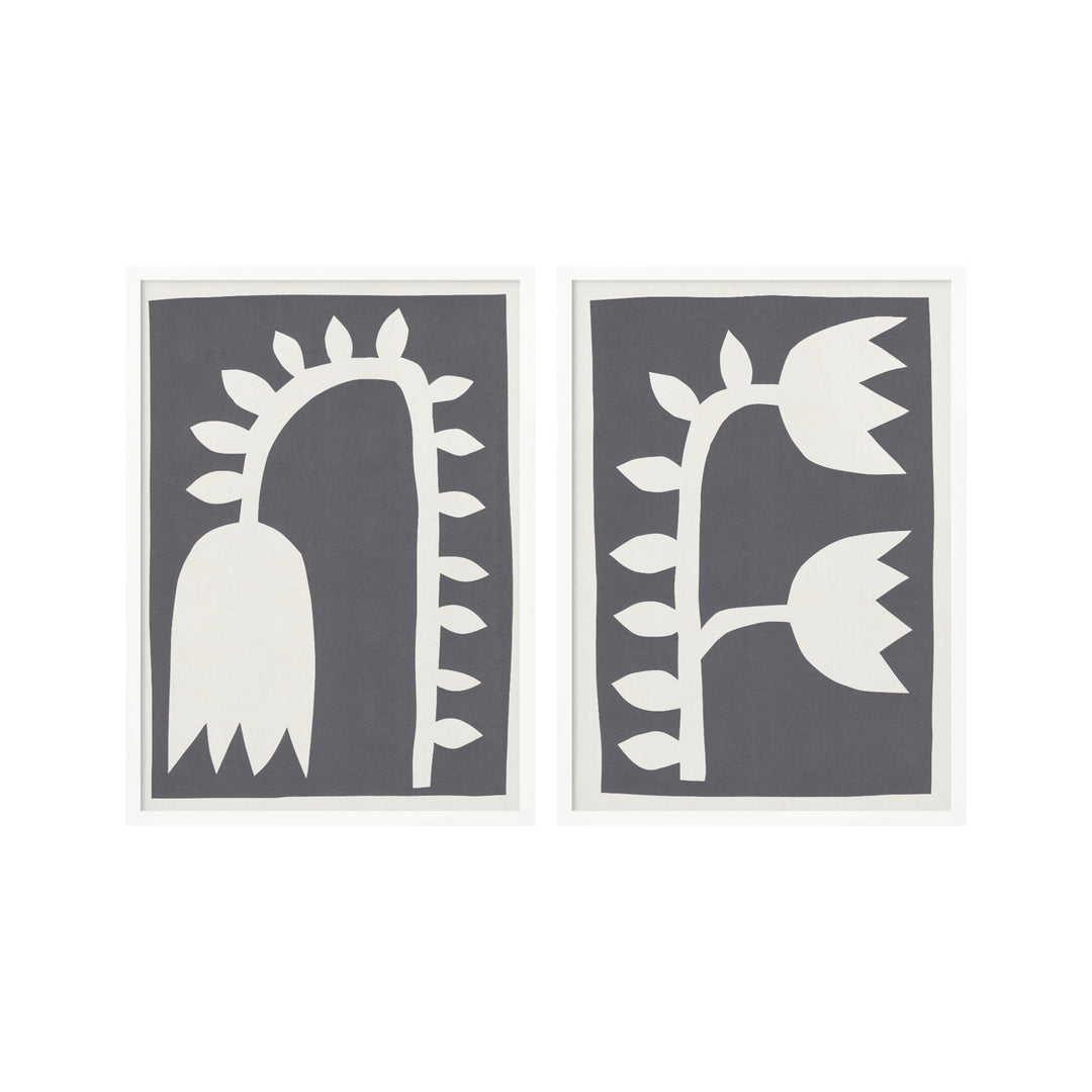 "Black Tulips" Set of Two Framed Textured Wall Art
