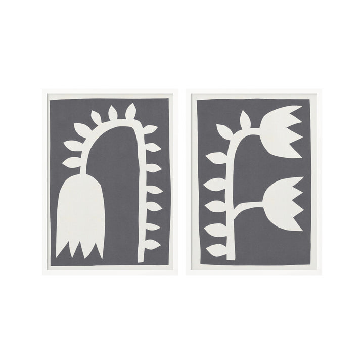 "Black Tulips" Set of Two Framed Textured Wall Art