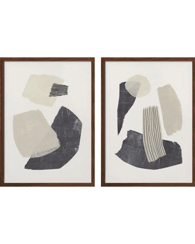 "Monochrome Shapes" Set of Two Framed Textured Wall Art