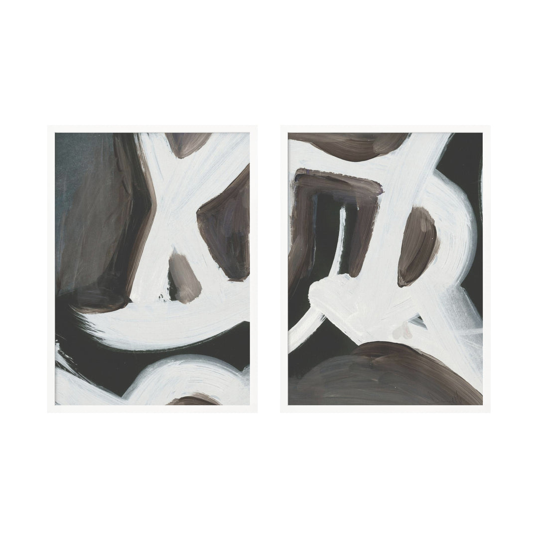 "Connected" Set of Two Framed Textured Wall Art