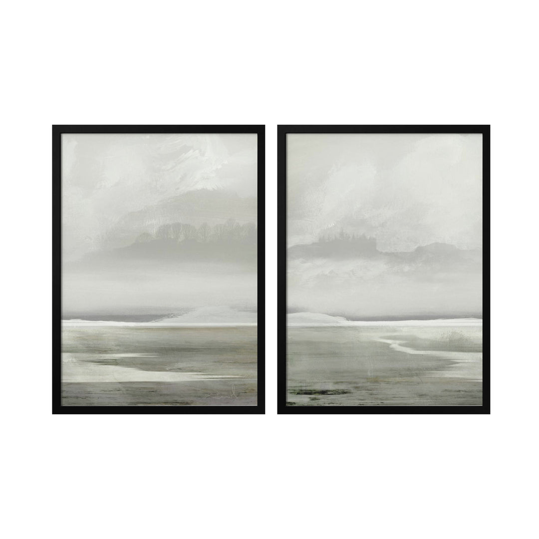 "Abstract in Lakes" Set of Two Framed Textured Wall Art