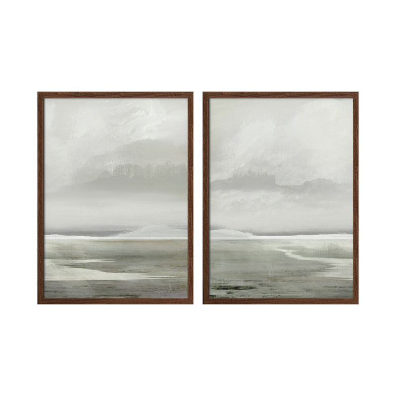 "Abstract in Lakes" Set of Two Framed Textured Wall Art