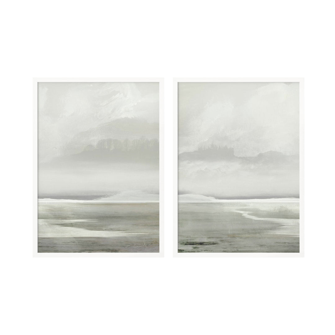 "Abstract in Lakes" Set of Two Framed Textured Wall Art