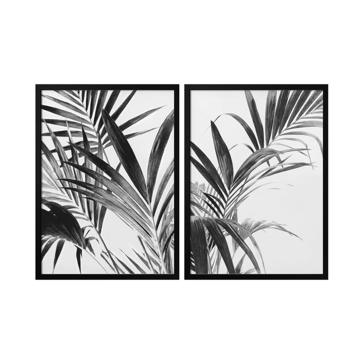 "Palm Leaves" Set of Two Framed Textured Wall Art