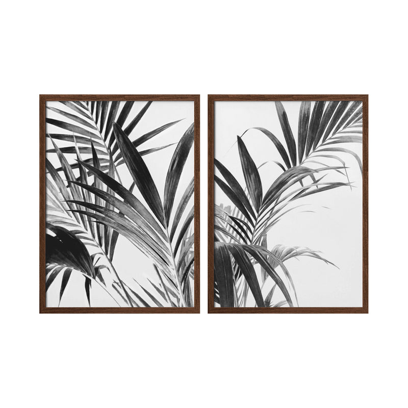 "Palm Leaves" Set of Two Framed Textured Wall Art