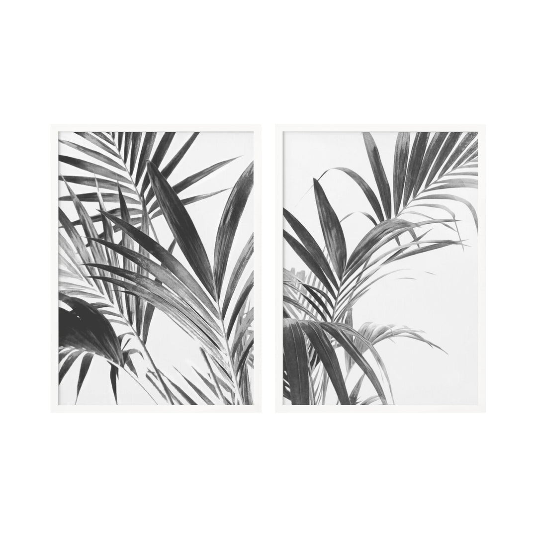 "Palm Leaves" Set of Two Framed Textured Wall Art