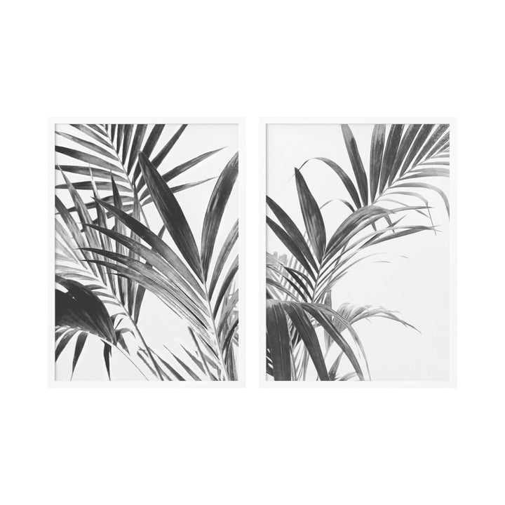 "Palm Leaves" Set of Two Framed Textured Wall Art