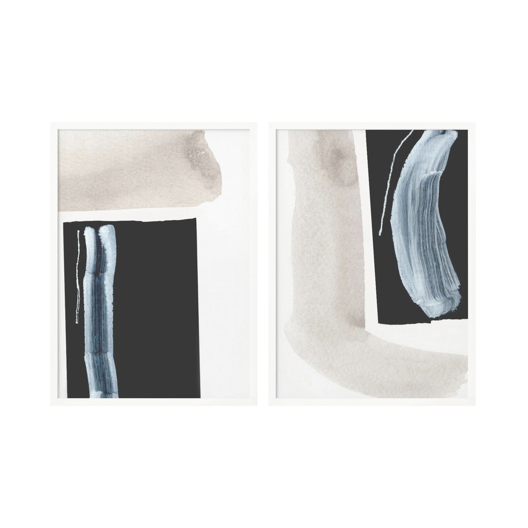 "Adjacent" Set of Two Framed Textured Wall Art