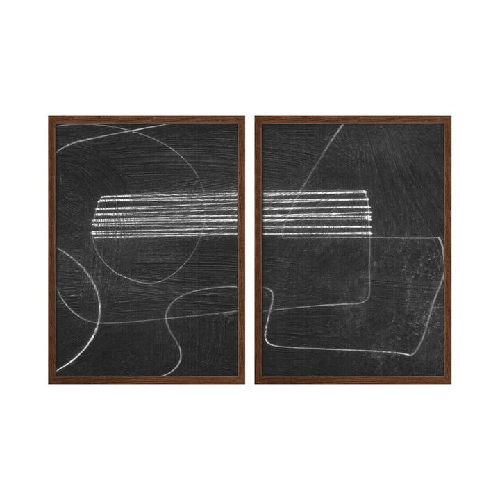 "Abstract Dark" Set of Two Framed Textured Wall Art