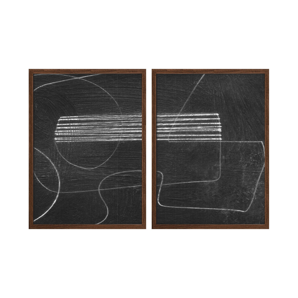 "Abstract Dark" Set of Two Framed Textured Wall Art ready to hang wall art