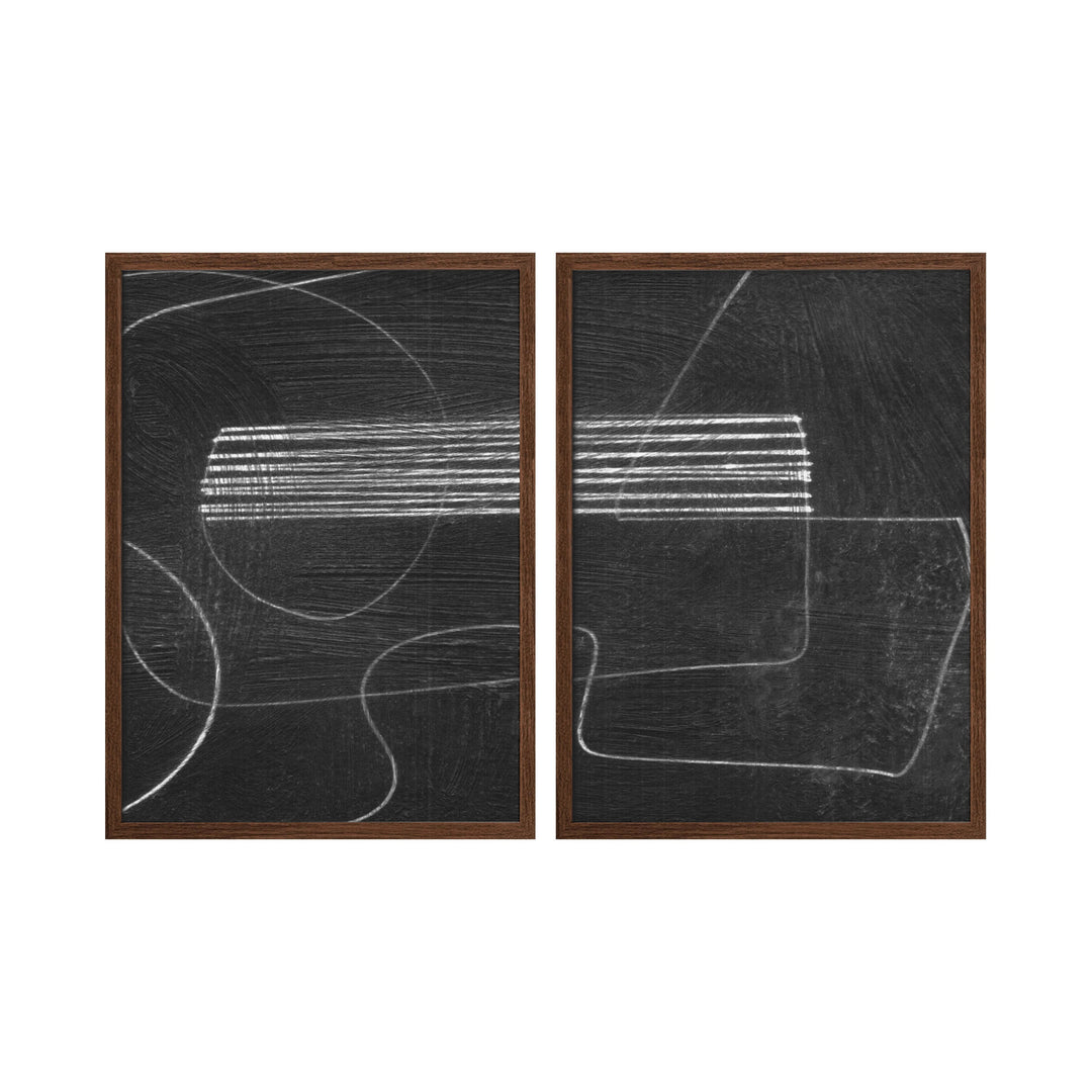 "Abstract Dark" Set of Two Framed Textured Wall Art ready to hang wall art