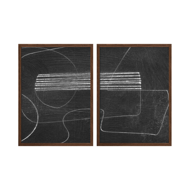 "Abstract Dark" Set of Two Framed Textured Wall Art ready to hang wall art