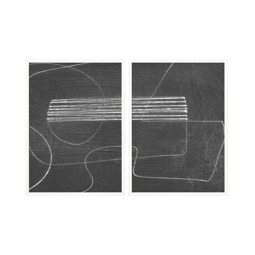 "Abstract Dark" Set of Two Framed Textured Wall Art