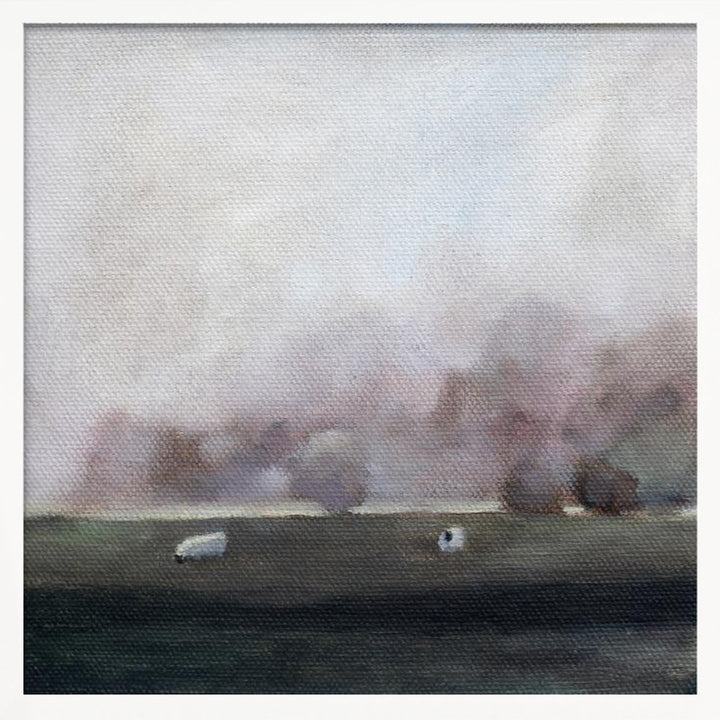 "Sheep at Pasture" Framed Textured Wall Art