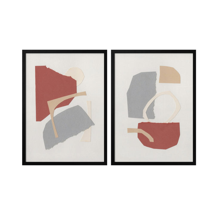 "Abstract Harmonies" Set of Two Framed Textured Wall Art