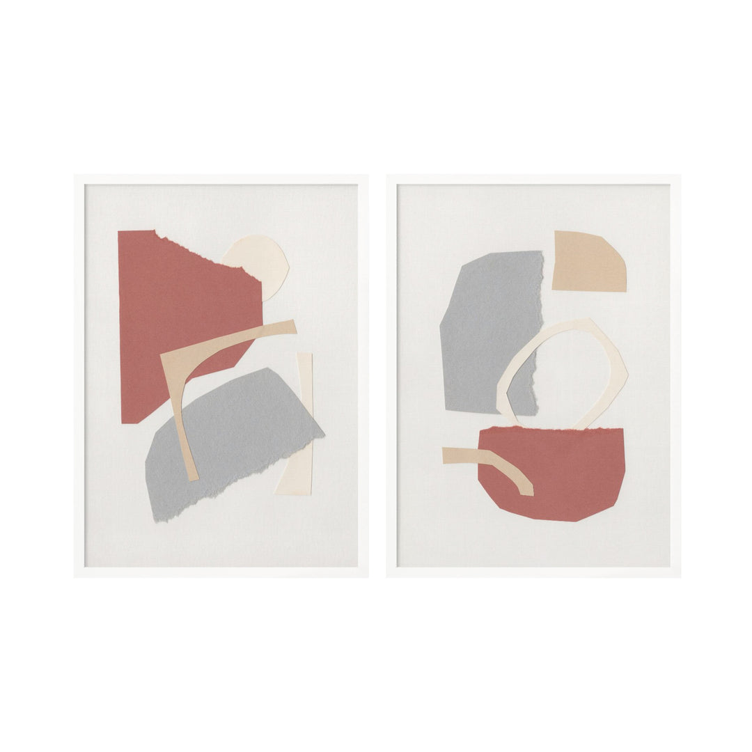 "Abstract Harmonies" Set of Two Framed Textured Wall Art