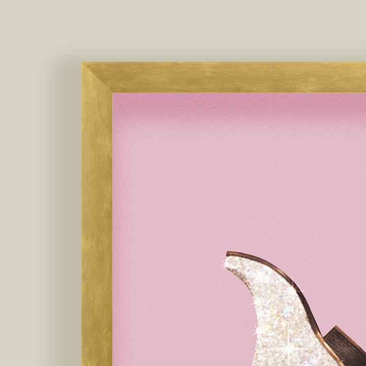 "These Boots - Glitter Pink II" Framed Print Wall Art