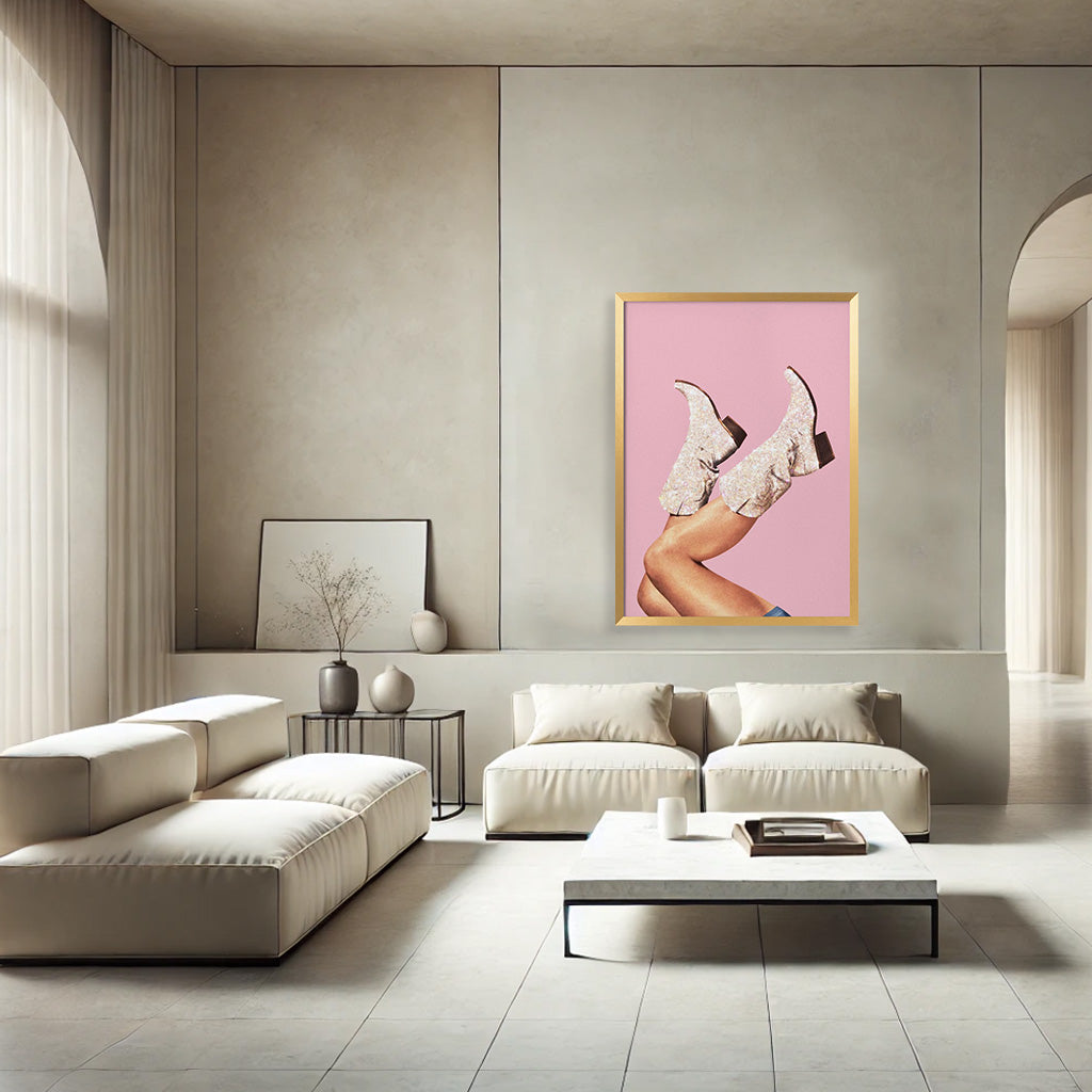 "These Boots - Glitter Pink II" Framed Print Wall Art